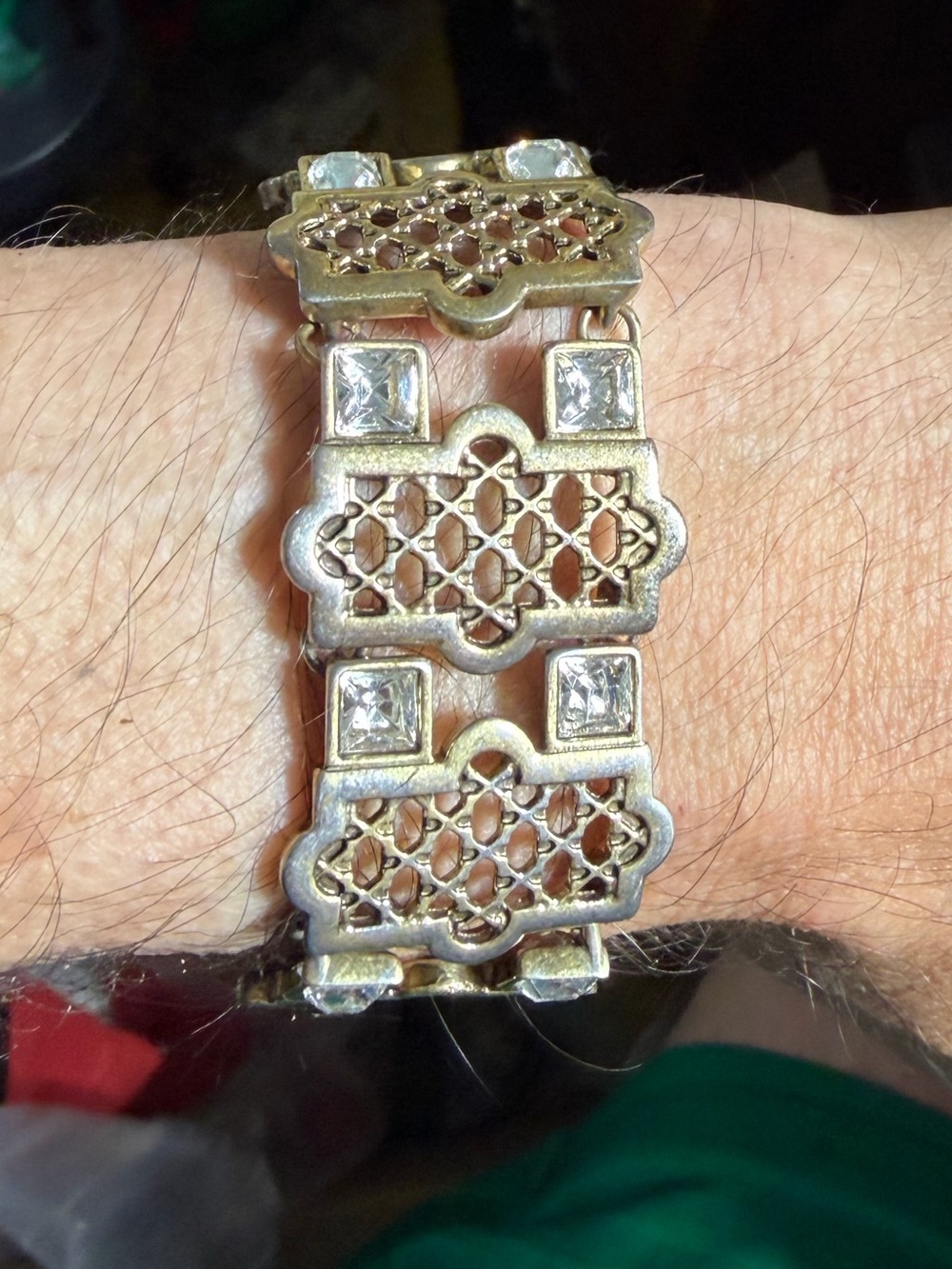 Vintage KF Gold-Tone Rhinestone Bracelet
